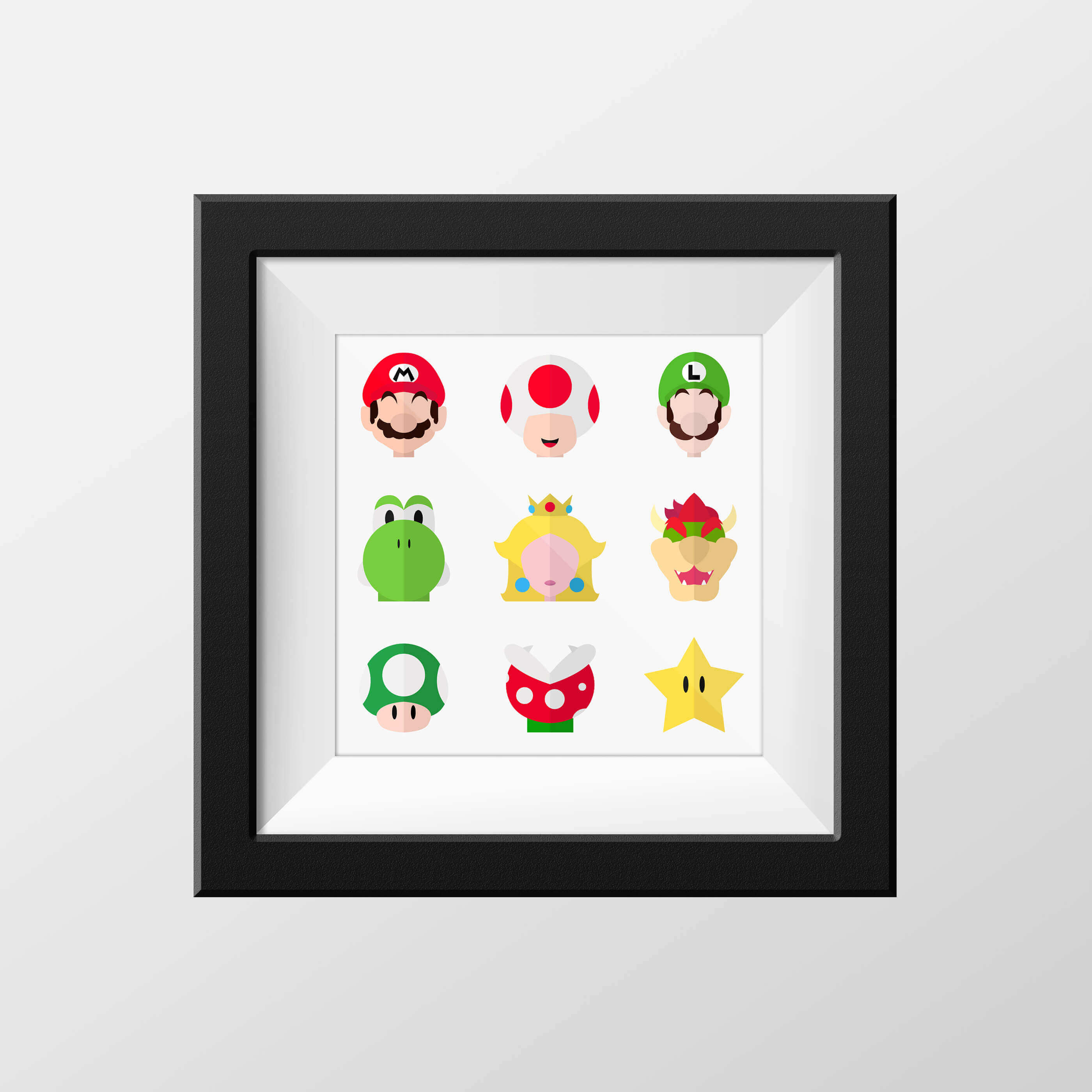 Flat illustration of Mario Bros characters
